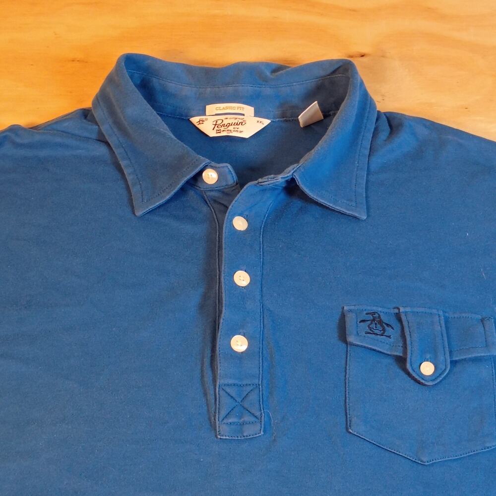 Original Penguin by Munsingwear Mens Polo Shirt 2XL Blue Classic Fit Pocket XXL